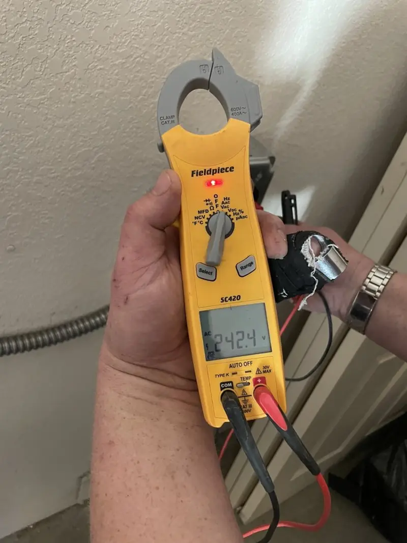Voltage testing with clamp meter during Hot Tub / Pool Electrical Wiring in Glendale